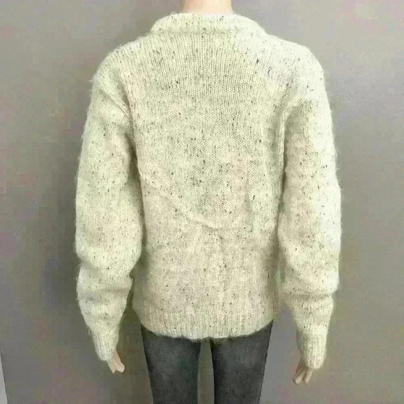 Vintage Mohair Wool blend Crew Neck Relaxed Fit Beige Sweater Jumper. - Picture 4 of 11